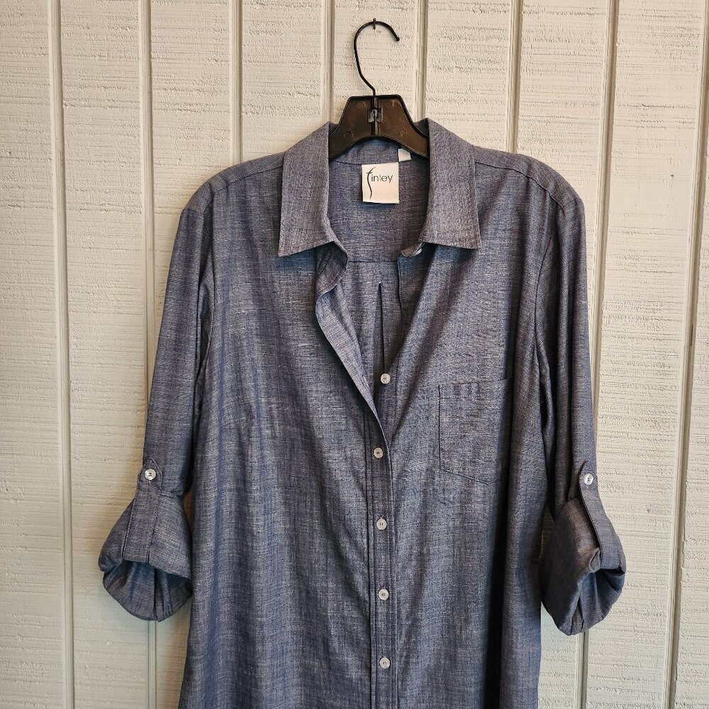 Finley Large 100% Cotton Gray  Button Shirtdress